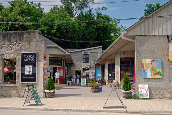 a view of the Elora Mews from across the street