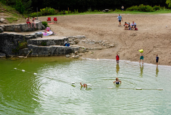 swimmers enjoy the water at the Elora Quarry