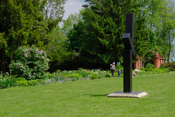 a black sculpture in the gardens of Guildwood Park in Scarborough
