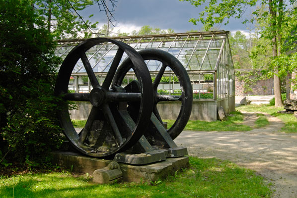 huge iron wheel from stonecutting machine