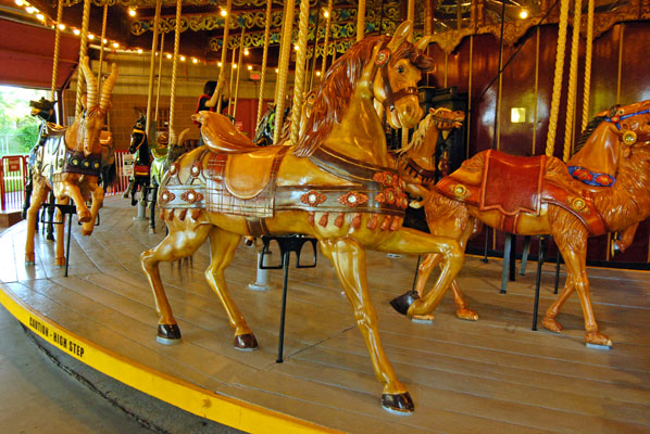 colourful animals on the carousel